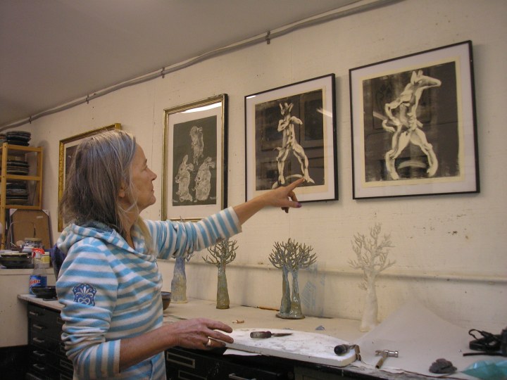 Artist Gerda Van Leeuwen in her studio in Roxbury