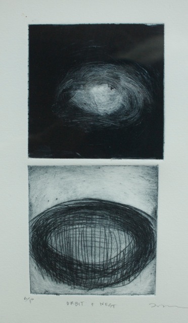 Orbit + Nest, monotype and drypoint,  3” x 6".   © Amy Masters. Contributed photo. 